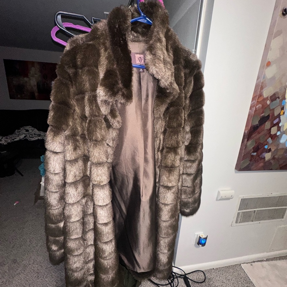 Anne Klein Dark Brown Fur Coat